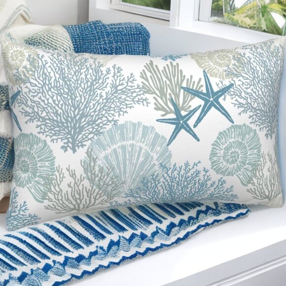 Lumbar Beach Pillow Covers Starfish Nautical Coastal Decor Decorative Soft Cases - Picture 2 of 7